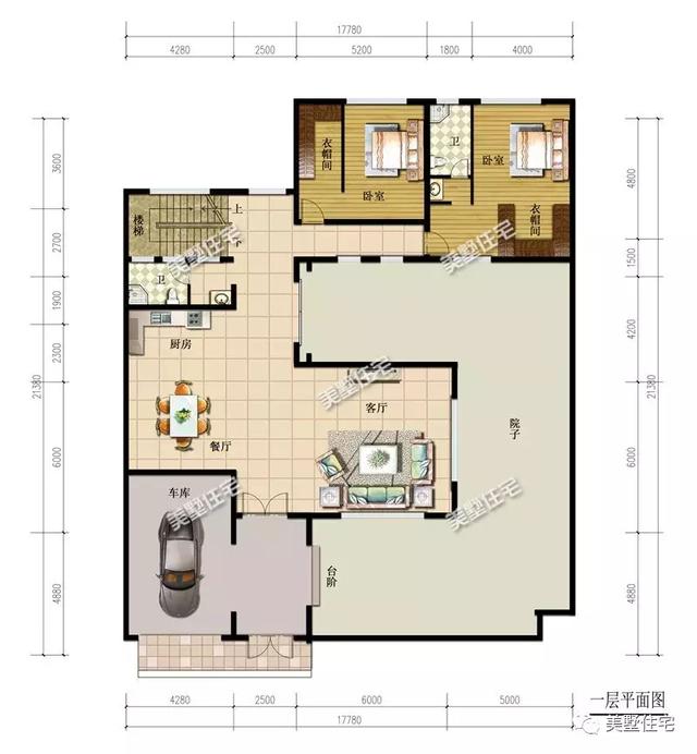 17X21米二層新中式別墅設(shè)計圖，帶兩個庭院，主體造價60萬以內(nèi)。