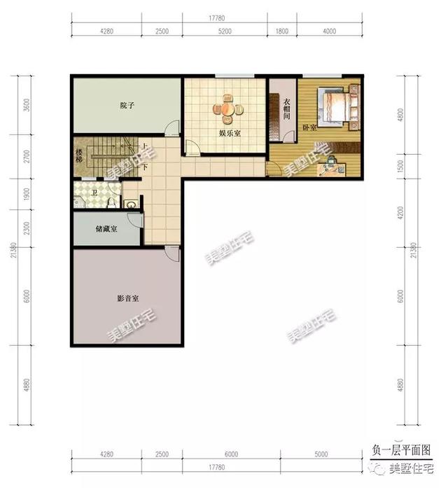 17X21米二層新中式別墅設(shè)計圖，帶兩個庭院，主體造價60萬以內(nèi)。
