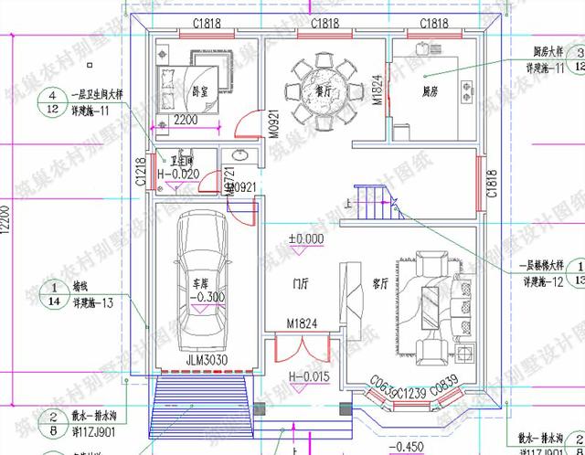 11×12米二層自建房，帶車庫+挑空客廳，設(shè)計(jì)清新雅觀，非常適合農(nóng)村自建房。