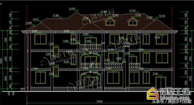 25.5X13.8米三層別墅設(shè)計(jì)圖，豪華大氣，土豪都喜歡這樣的。