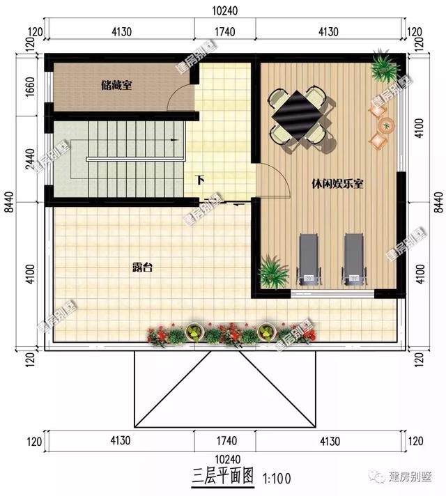 10.2×8.4米三層農(nóng)村別墅設計圖，外觀簡約自然，室內(nèi)實用大氣，造價25萬以內(nèi)。