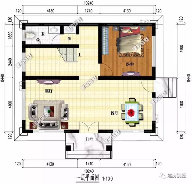10.2×8.4米三層農(nóng)村別墅設計圖，外觀簡約自然，室內(nèi)實用大氣，造價25萬以內(nèi)。