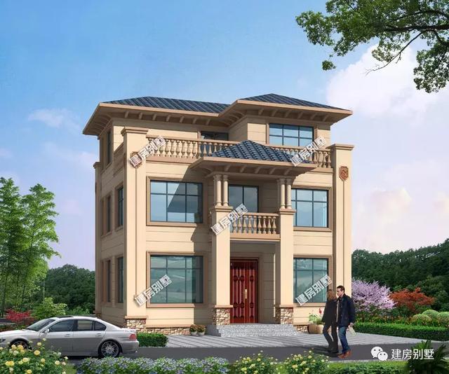 10.2×8.4米三層農(nóng)村別墅設計圖，外觀簡約自然，室內(nèi)實用大氣，造價25萬以內(nèi)。