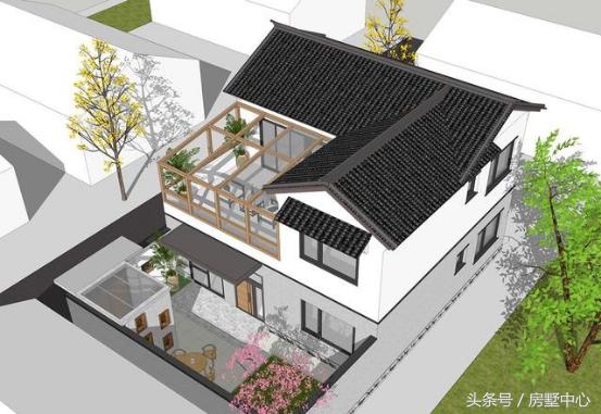 二層中式別墅設計圖，菜園陽光房應有盡有，造價27萬，給父母養(yǎng)老必選的一套。