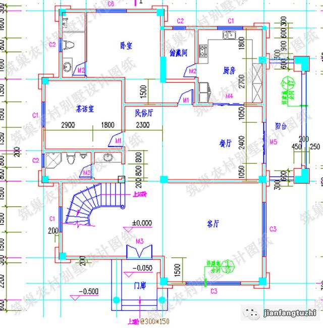 16×18米三層農(nóng)村別墅設(shè)計(jì)圖，帶挑空客廳，高端大氣，造價(jià)50萬。
