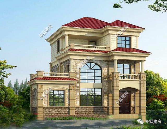 12米X10米三層別墅設(shè)計(jì)圖，戶型方正外型美觀，這么完美的農(nóng)村別墅，你不打算來一套嗎？