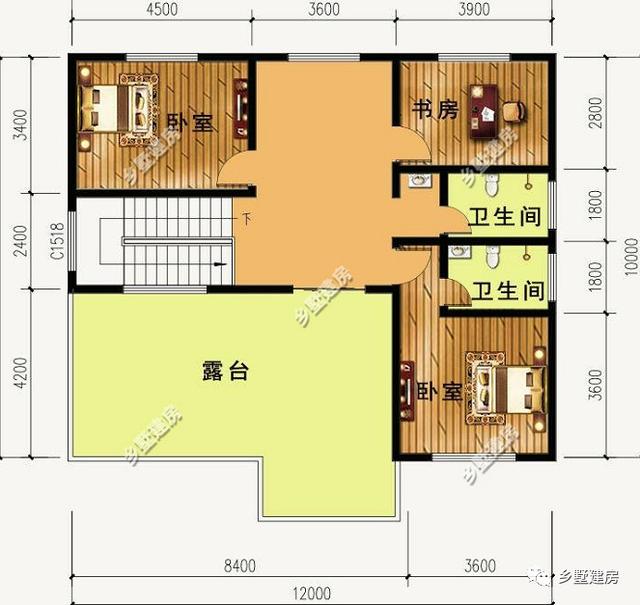 12米X10米三層別墅設(shè)計(jì)圖，戶型方正外型美觀，這么完美的農(nóng)村別墅，你不打算來一套嗎？