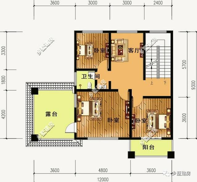 12米X10米三層別墅設(shè)計(jì)圖，戶型方正外型美觀，這么完美的農(nóng)村別墅，你不打算來一套嗎？