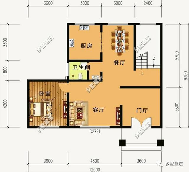 12米X10米三層別墅設(shè)計(jì)圖，戶型方正外型美觀，這么完美的農(nóng)村別墅，你不打算來一套嗎？