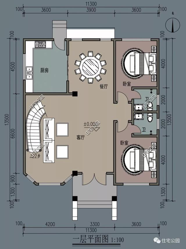 11×13米三層經(jīng)典歐式別墅設(shè)計圖，帶挑空客廳和大露臺。