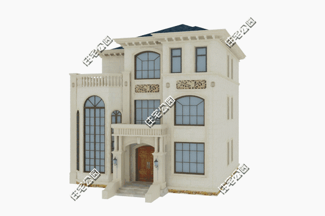 11×13米三層經(jīng)典歐式別墅設(shè)計圖，帶挑空客廳和大露臺。