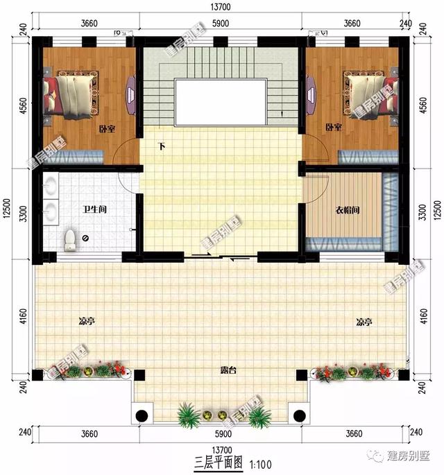 占地171平的三層別墅設(shè)計(jì)圖，帶大堂屋，確認(rèn)過眼神，是父母們喜歡的類型。