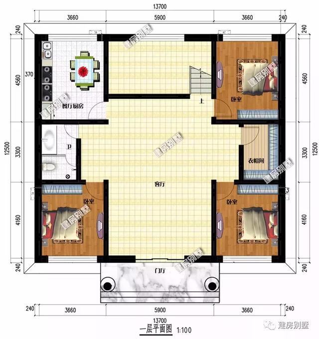 占地171平的三層別墅設(shè)計(jì)圖，帶大堂屋，確認(rèn)過眼神，是父母們喜歡的類型。