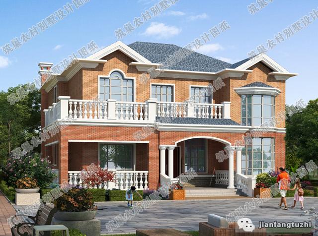 14×12米二層農(nóng)村自建房，簡(jiǎn)約大氣，2廳8臥，滿足農(nóng)村三四代同堂住房需求！