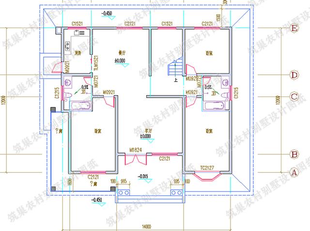 14×12米二層農(nóng)村自建房，簡(jiǎn)約大氣，2廳8臥，滿足農(nóng)村三四代同堂住房需求！