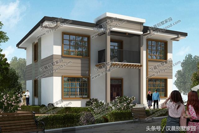 二層平頂小別墅設(shè)計(jì)圖，帶土灶+現(xiàn)代雙廚房，最適合偏冷的農(nóng)村地區(qū)自建。