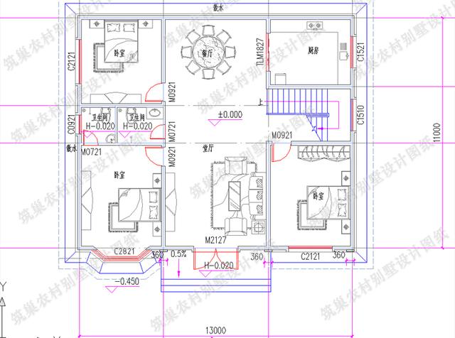 13×11米二層精美農(nóng)村自建房，精簡大方，造價(jià)30萬以內(nèi)。