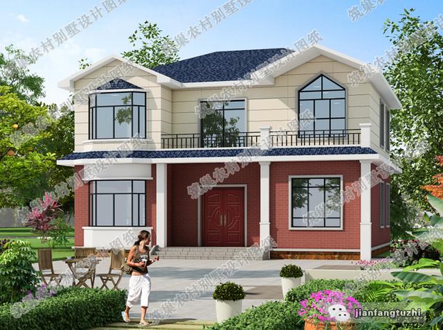 13×11米二層精美農(nóng)村自建房，精簡大方，造價(jià)30萬以內(nèi)。