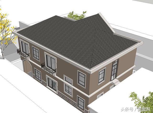 占地117.5㎡的二層簡歐別墅設(shè)計圖，造價35萬，在農(nóng)村就能建一套。