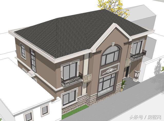 占地117.5㎡的二層簡歐別墅設(shè)計圖，造價35萬，在農(nóng)村就能建一套。