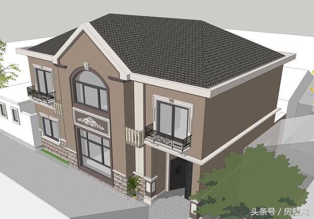 占地117.5㎡的二層簡歐別墅設(shè)計圖，造價35萬，在農(nóng)村就能建一套。