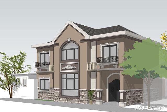 占地117.5㎡的二層簡歐別墅設(shè)計圖，造價35萬，在農(nóng)村就能建一套。