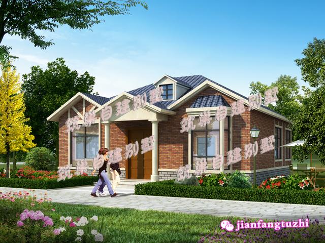 占地約為150平方米的一層歐式別墅設(shè)計(jì)圖，簡(jiǎn)單復(fù)古，水電圖齊全。