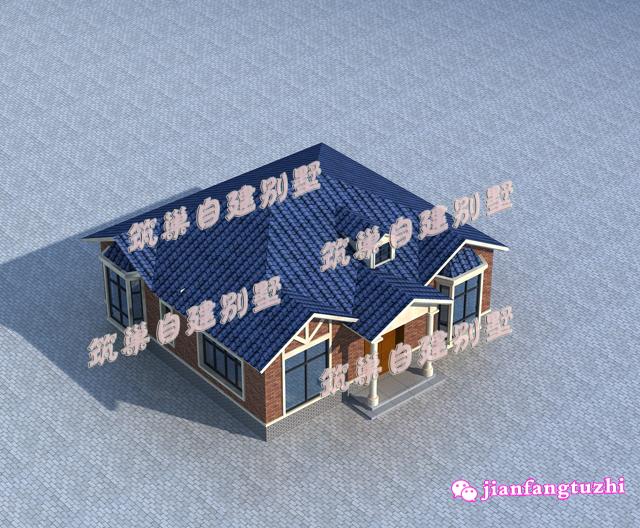 占地約為150平方米的一層歐式別墅設(shè)計(jì)圖，簡(jiǎn)單復(fù)古，水電圖齊全。