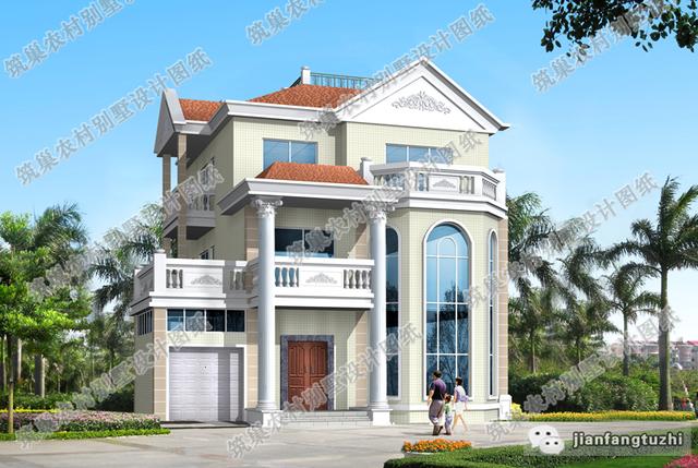 13×15米三層歐式別墅設(shè)計(jì)圖，戶型獨(dú)特漂亮而精致，造價(jià)35萬。