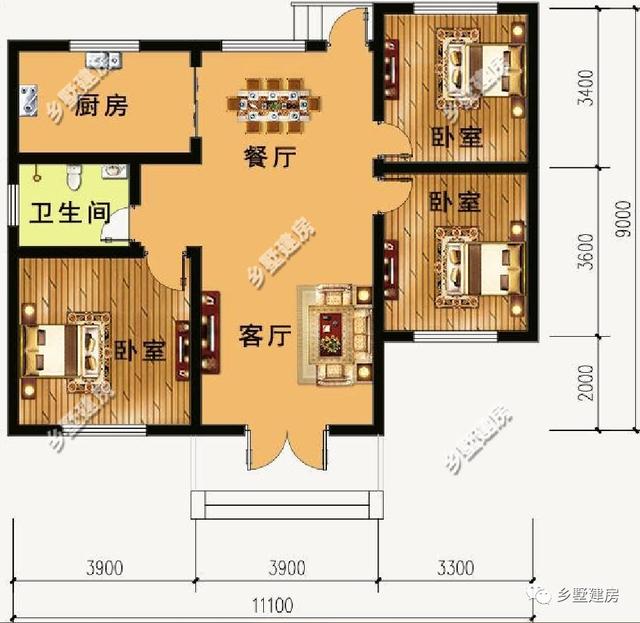 三棟一層別墅設(shè)計(jì)圖，僅僅需要10萬元就能建成，美觀又經(jīng)濟(jì)，養(yǎng)老房的最佳選擇！