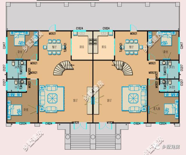 兩棟三層兄弟雙拼別墅設(shè)計(jì)圖，不僅高端大氣關(guān)鍵還省錢(qián)。