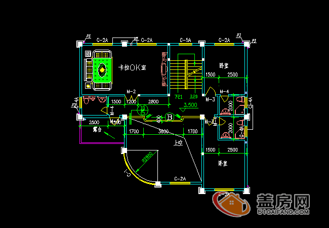 15x14三層半農(nóng)村別墅設(shè)計(jì)圖，帶地下室，漂亮大方。