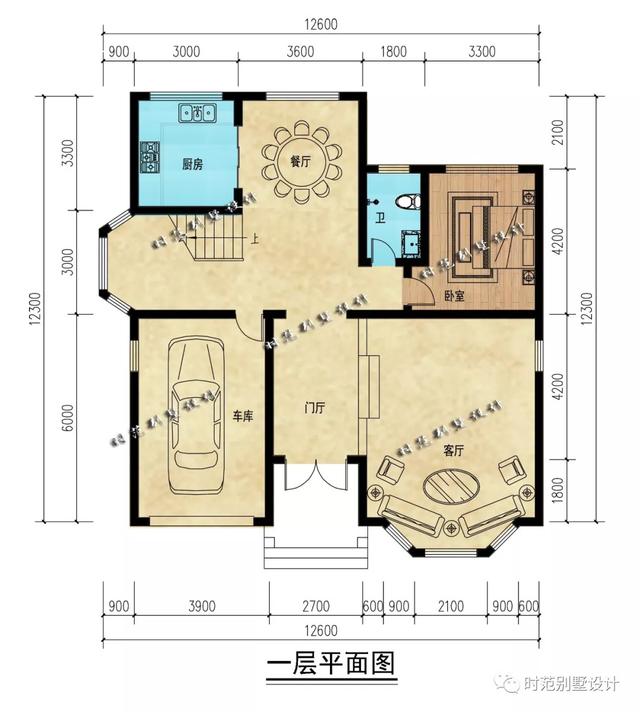 12x12米二層獨棟歐式別墅設(shè)計圖，帶車庫，空間利用率高，適合農(nóng)村自建。