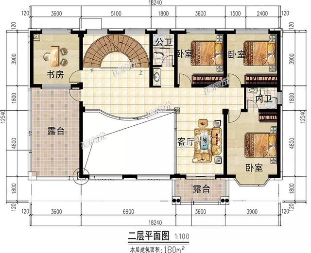 18×12米三層半經(jīng)典歐式別墅設(shè)計(jì)圖，帶書房+大露臺(tái)，都只是標(biāo)配。