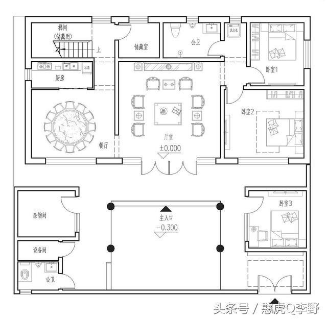 16x15米二層新中式三合院別墅設計圖，造價38萬元。