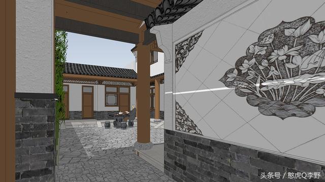 16x15米二層新中式三合院別墅設計圖，造價38萬元。