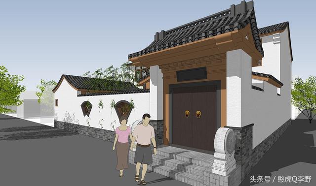 16x15米二層新中式三合院別墅設計圖，造價38萬元。