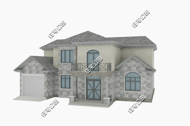 12×15米二層農(nóng)村別墅設(shè)計(jì)圖，布局合理，外觀簡(jiǎn)約迷人，帶車庫(kù)。