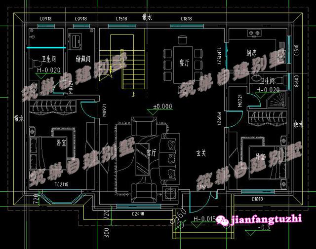 簡(jiǎn)約二層平屋頂帶大露臺(tái)的農(nóng)村別墅設(shè)計(jì)戶型，施工簡(jiǎn)單，戶型美觀實(shí)用