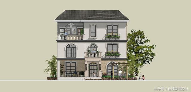 適合農(nóng)村修建的簡歐風(fēng)格三層別墅設(shè)計(jì)圖，雙餐廳設(shè)計(jì)適合大家庭