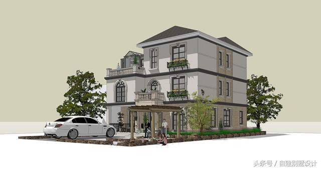 適合農(nóng)村修建的簡歐風(fēng)格三層別墅設(shè)計(jì)圖，雙餐廳設(shè)計(jì)適合大家庭