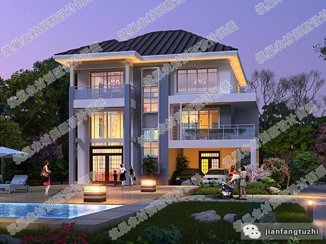 三層自建房帶挑空客廳現(xiàn)代風格全套施工效果圖，蓋好房，過好生活