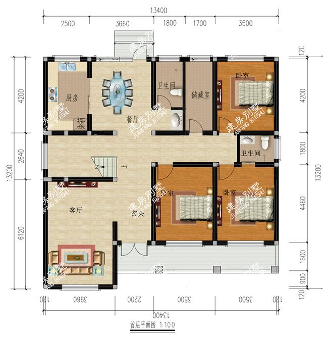 兩款開(kāi)間13.4米的農(nóng)村二層別墅設(shè)計(jì)圖，精致舒適