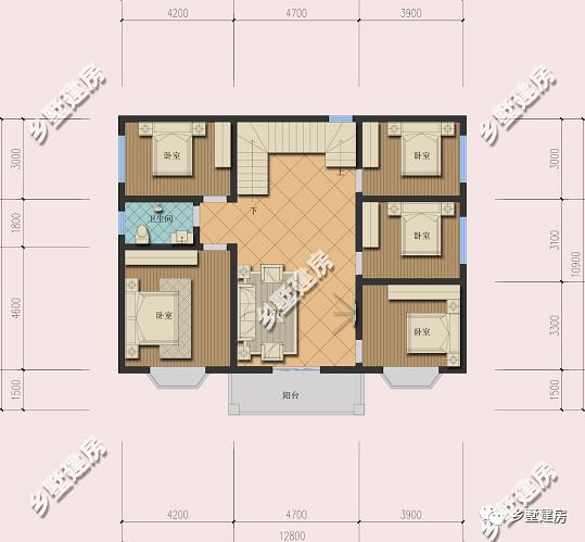 這棟別墅主要是以居住為準(zhǔn)，開間12米，進(jìn)深10米，自己住，住的舒適才好