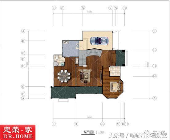 這款帶車庫的農(nóng)村別墅設(shè)計圖介紹給你，不怕車沒地方停了