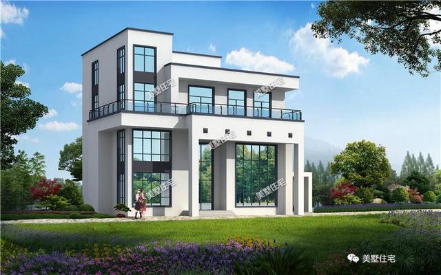 24X19米現(xiàn)代風(fēng)四層別墅設(shè)計圖，帶旋轉(zhuǎn)樓梯、電梯+車庫，比較符合當(dāng)代人的審美