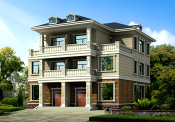 兄弟四間三層雙拼別墅設(shè)計(jì)圖，造價(jià)40萬左右