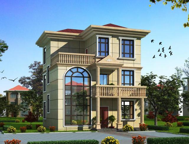 占地9X9米的農(nóng)村三層自建別墅設(shè)計(jì)圖，建出來很氣派，不輸其他豪宅