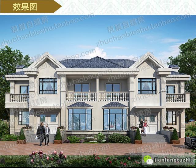 爆款二層雙拼設(shè)計圖紙，造價40萬，22×11米帶露臺+套房