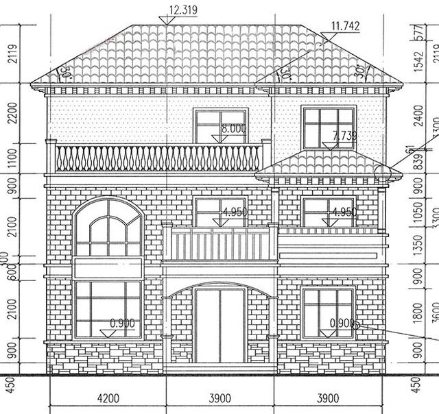 三層豪華復(fù)式別墅設(shè)計圖，挑空客廳+旋轉(zhuǎn)樓梯